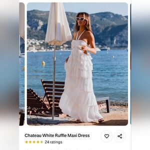 12th Tribe Chateau White Ruffle Maxi Dress